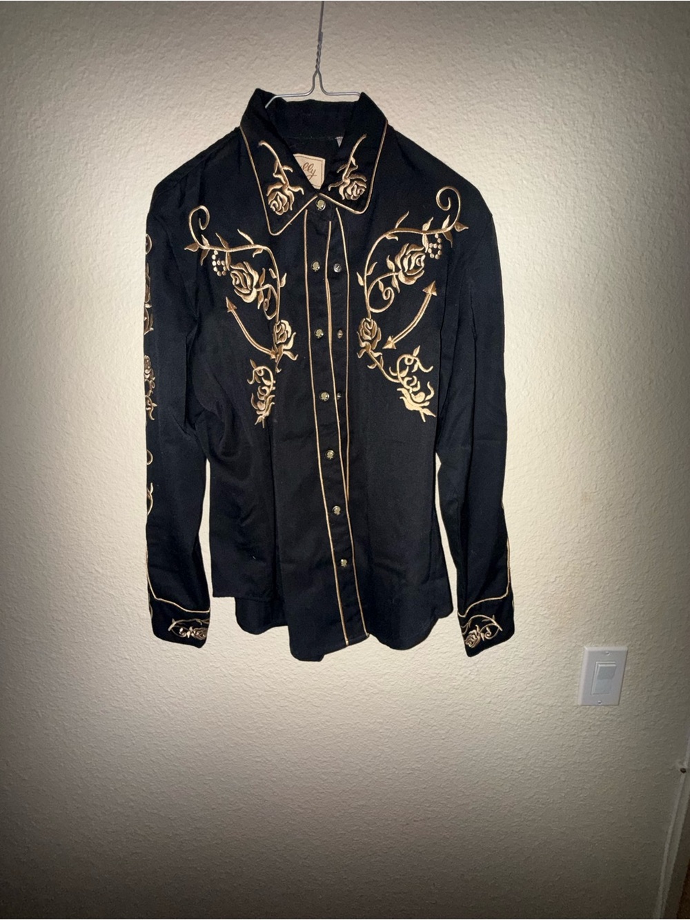 Scully Black Western Embroidered Shirt Jacket with Gold Stitching - Picture 1 of 8